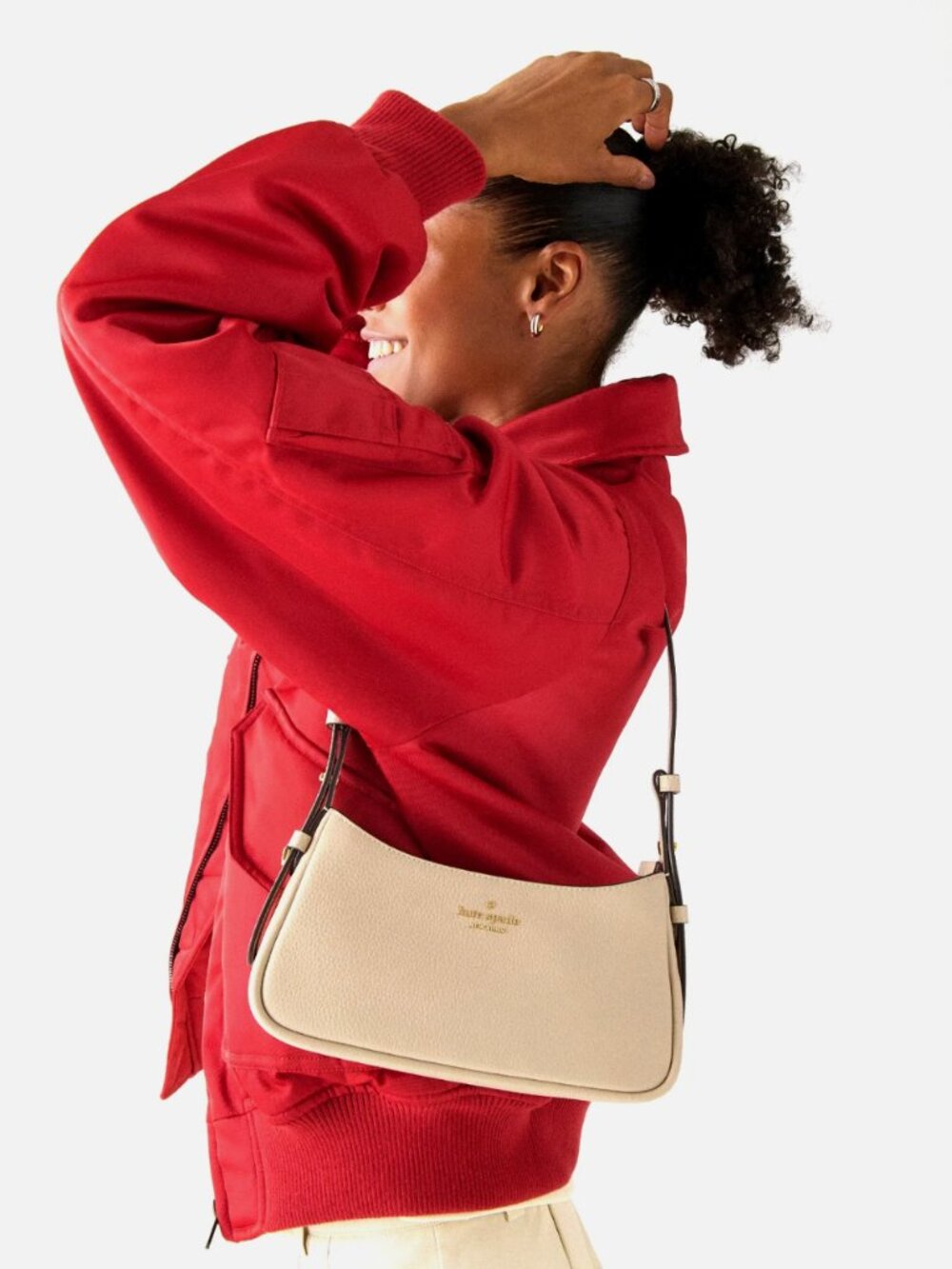 New Kate Spade Juliette Small Shoulder Bag Pebble Leather Light Sand